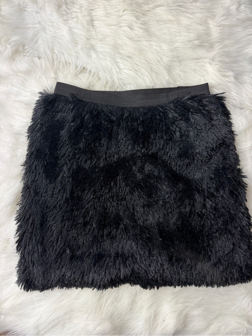 Petticoat Alley Black Faux Fur Mini Skirt